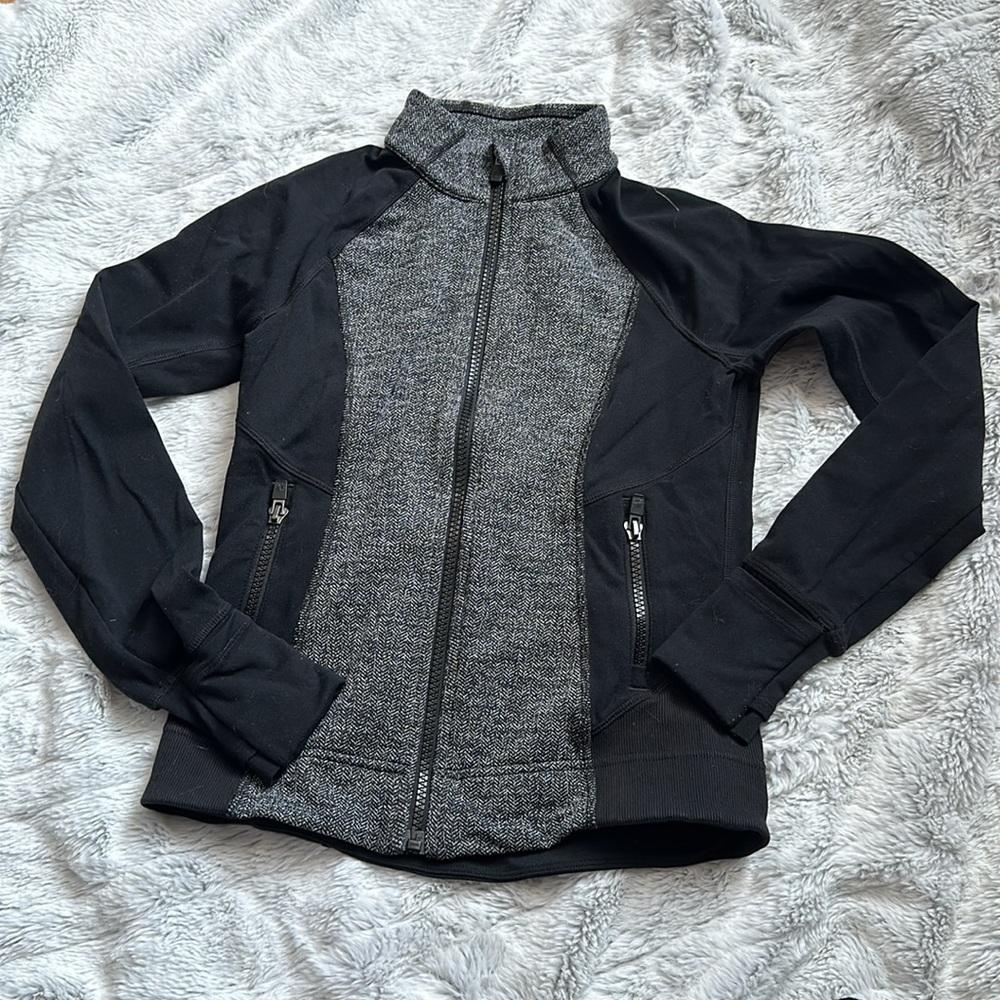 Athleta Girl herringbone patterned full zip jacket
